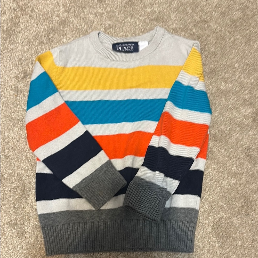 The Children's Place Gray and Yellow Striped Sweater